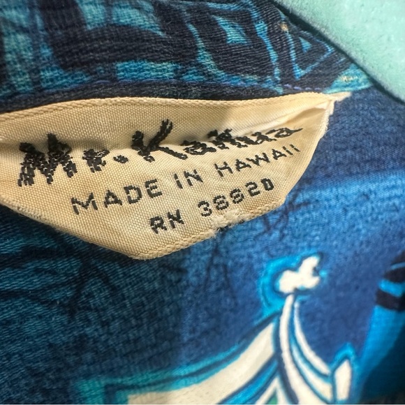 VTG 1960s Mr Kailua Blue Hawaiian Shirt Made In Hawaii Tiki Island Vibes Aloha - Picture 3 of 4